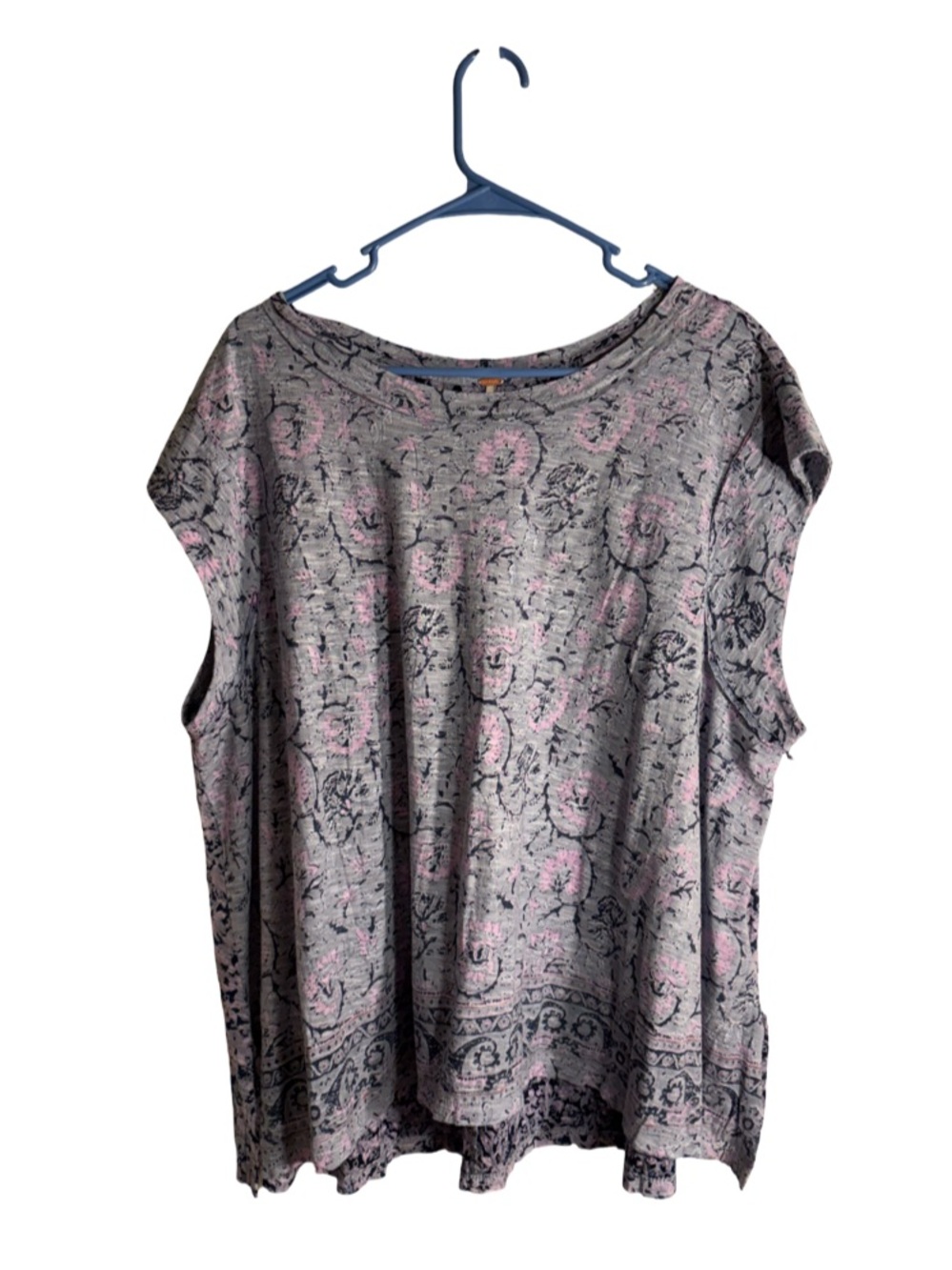 Free People Blue-Pink Patterned Women’s Top